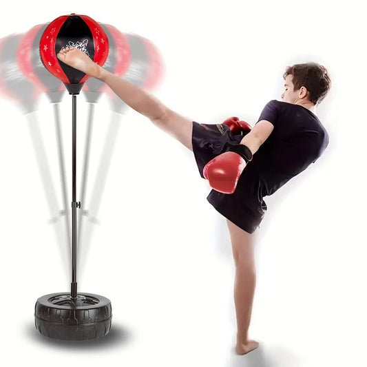 Freestanding Boxing Speed Ball with Gloves, Height Adjustable, Youth Punching Bag Set