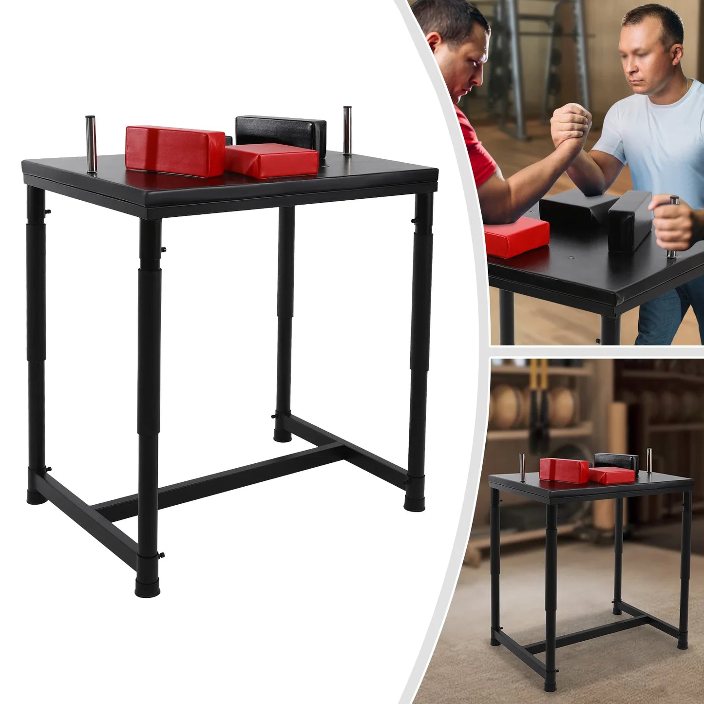 Professional Arm Wrestling Table, Adjustable Arm Wrestling Battle Table w/ Handles Elbow Pads&Winning Pads, Standard Wrist Stand