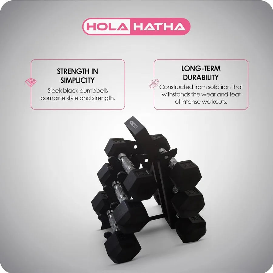 Hexagonal Dumbbell Set with  Rack