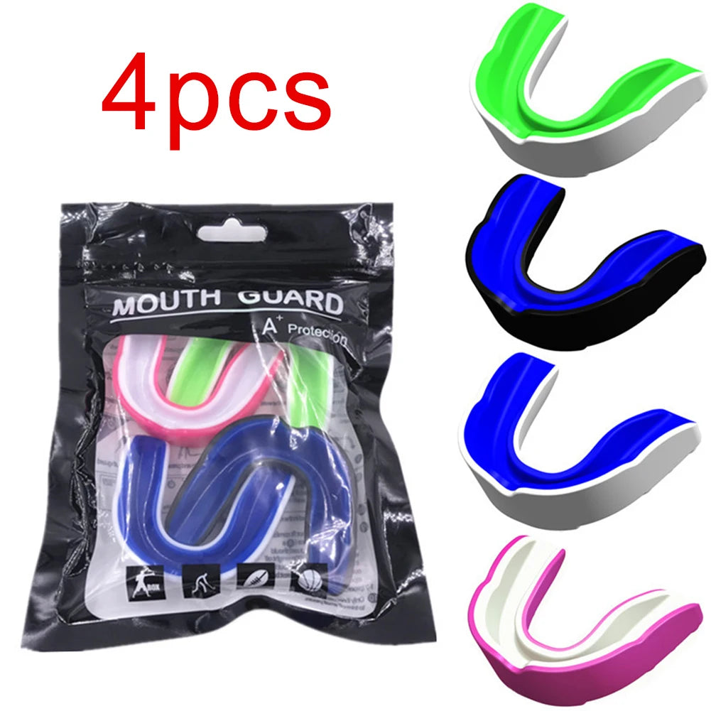 4PCS/bag Mouth Guard Boxing Training Mouthguards for Taekwondo Wrestling Fighting Teeth Protector Sports Football Accessories