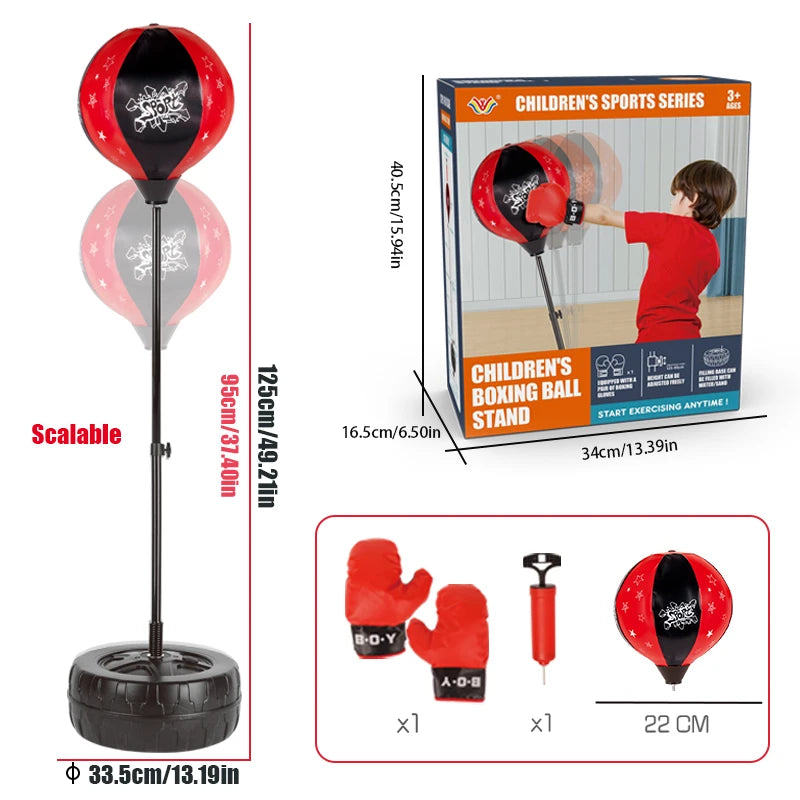 Freestanding Boxing Speed Ball with Gloves, Height Adjustable, Youth Punching Bag Set