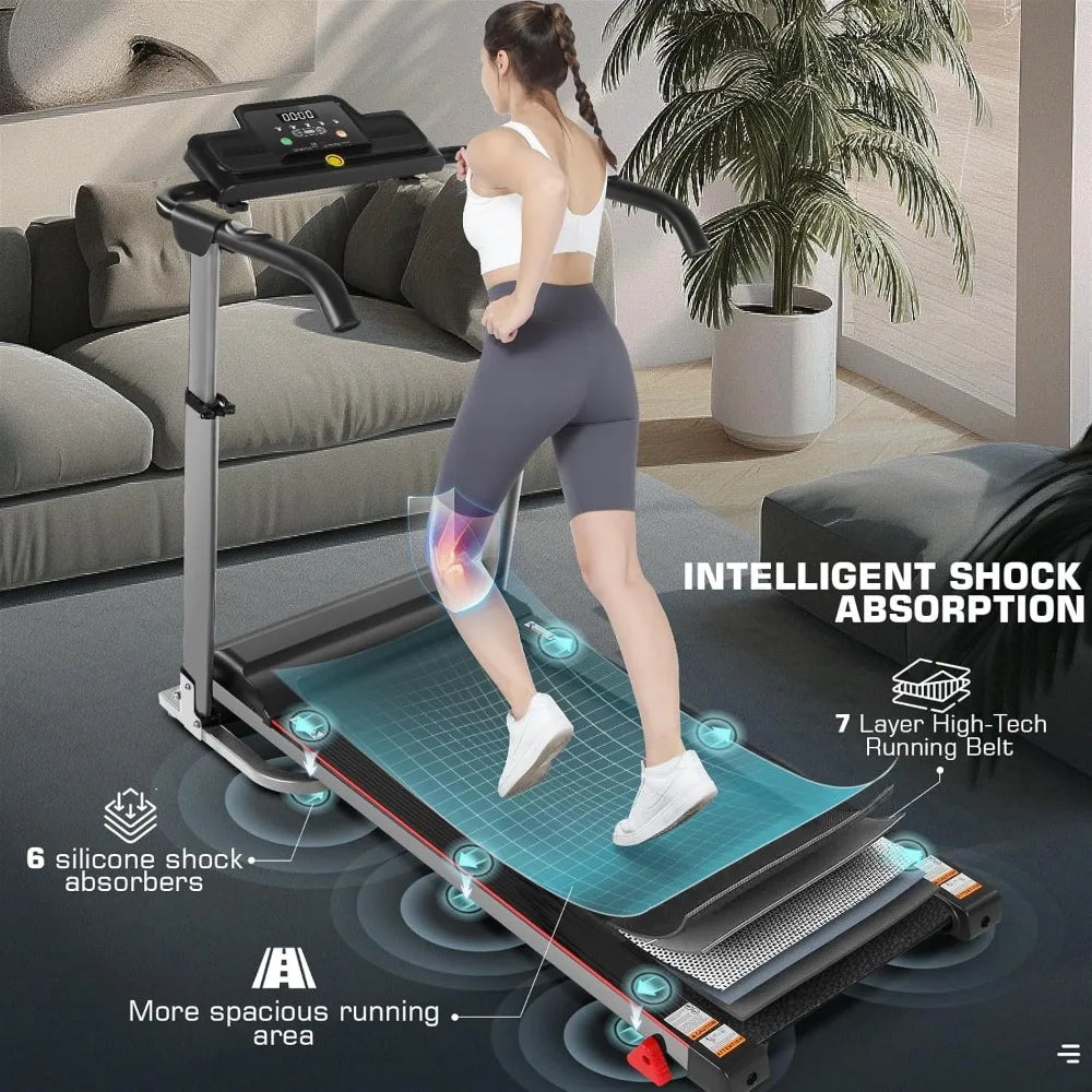 High-Capacity 3.5HP Treadmill with 350lbs Weight Limit, 3-Level Incline, Foldable and Adjustable Height for Home Fitness