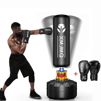 Standing boxing post with gloves