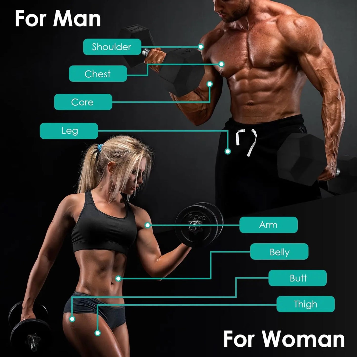 Rubber Hex Dumbbell Set