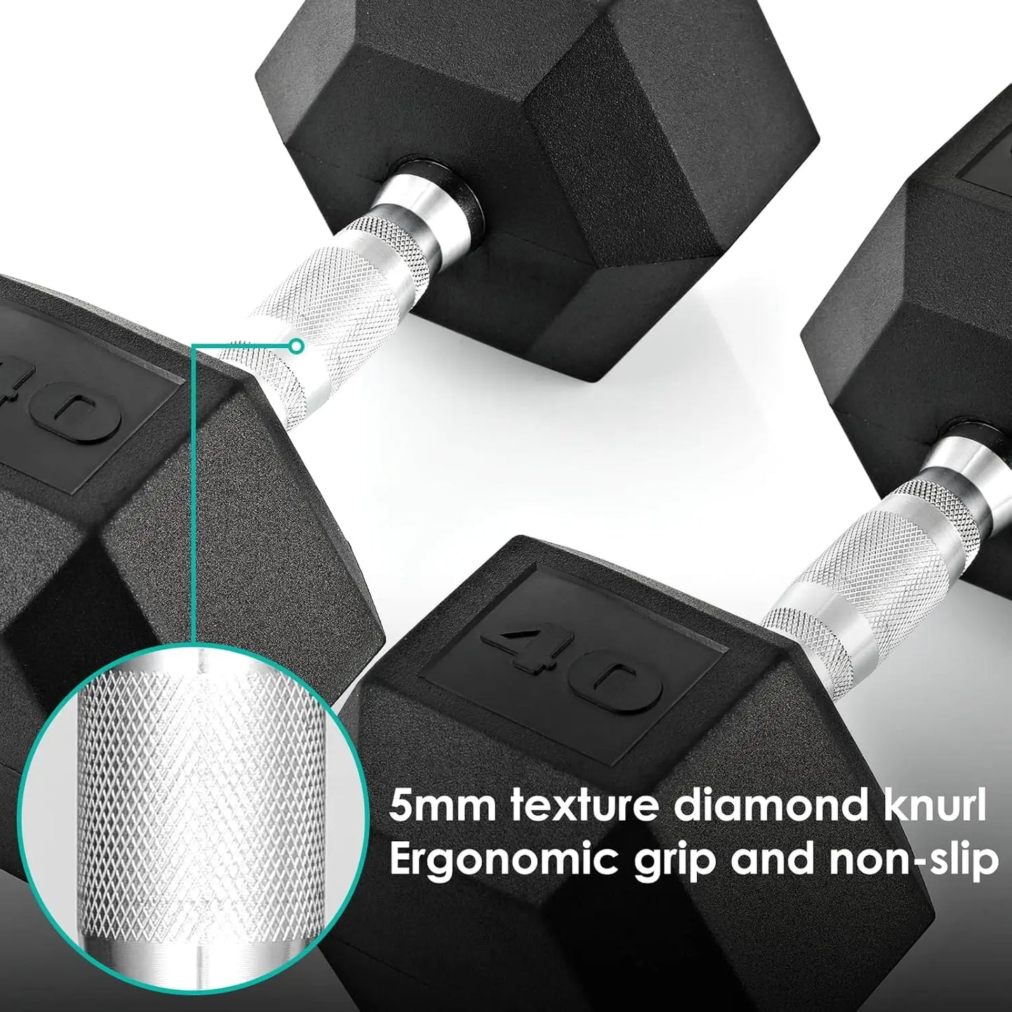 Rubber Hex Dumbbell Set