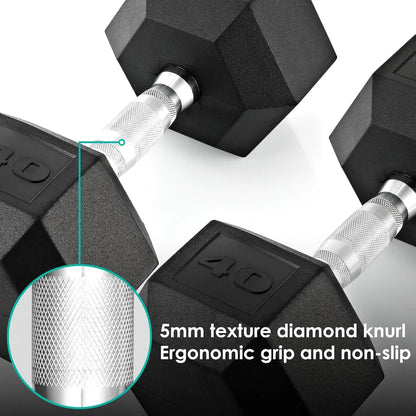 Rubber Hex Dumbbell Set