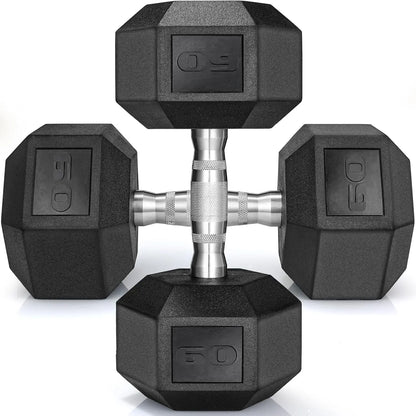 Rubber Hex Dumbbell Set