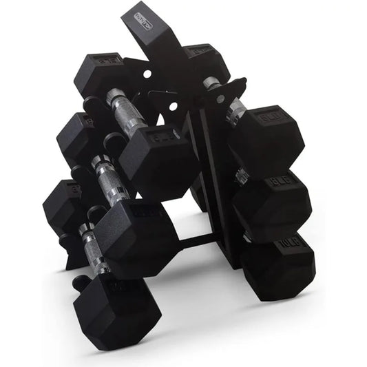 Hexagonal Dumbbell Set with  Rack