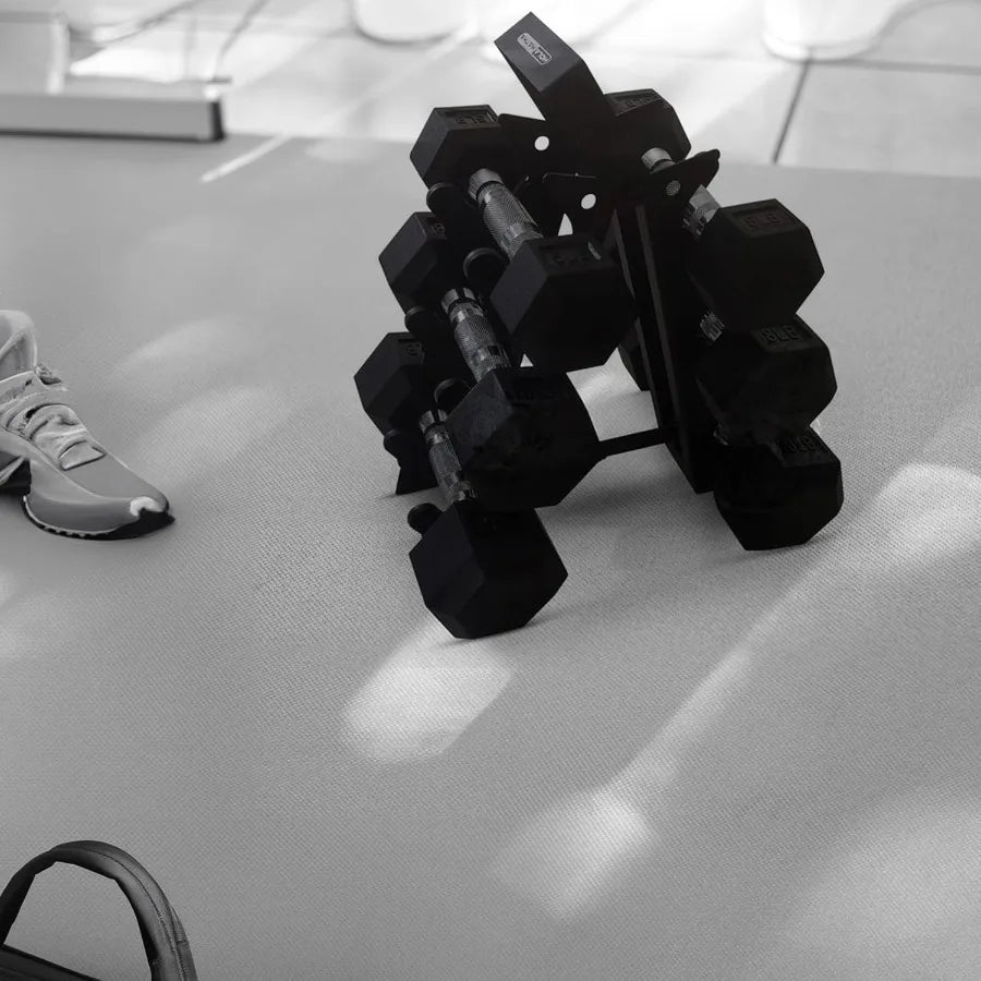 Hexagonal Dumbbell Set with  Rack