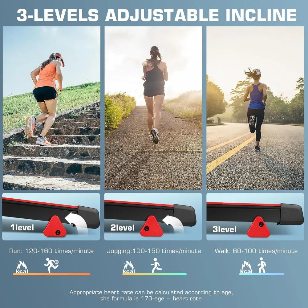 High-Capacity 3.5HP Treadmill with 350lbs Weight Limit, 3-Level Incline, Foldable and Adjustable Height for Home Fitness