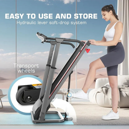 High-Capacity 3.5HP Treadmill with 350lbs Weight Limit, 3-Level Incline, Foldable and Adjustable Height for Home Fitness