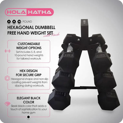 Hexagonal Dumbbell Set with  Rack