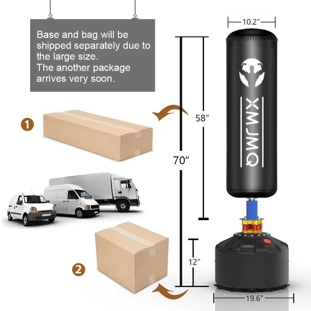 Standing boxing post with gloves