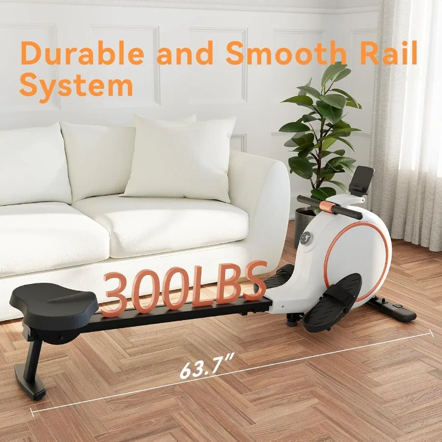 Magnetic Rowing Machine Home Fitness Solution: with 32 Resistance Levels Quiet Operation and 300LBS Weight Capacity Featuring L