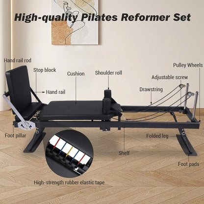 Pilates Machine with Adjustable Reformer