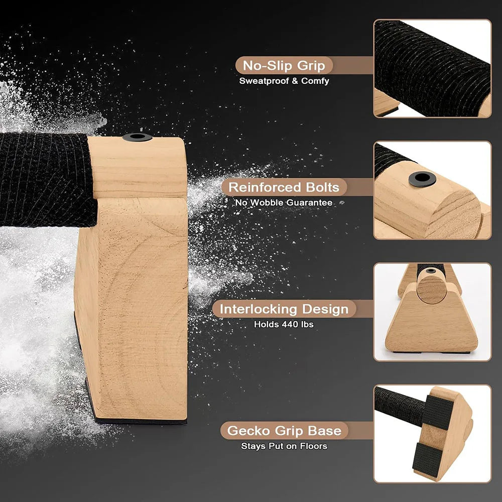 Pair Wooden Push Up Bar