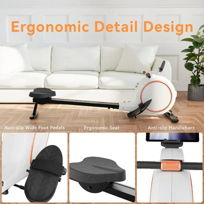 Magnetic Rowing Machine Home Fitness Solution: with 32 Resistance Levels Quiet Operation and 300LBS Weight Capacity Featuring L