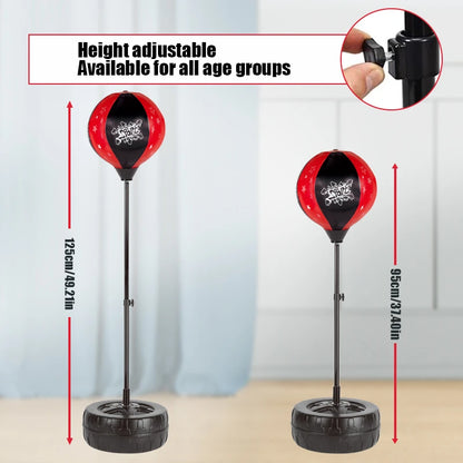 Freestanding Boxing Speed Ball with Gloves, Height Adjustable, Youth Punching Bag Set